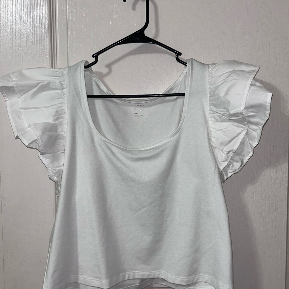 Target White Ruffled Cap Sleeve Crop Blouse